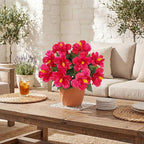 Briful Artificial Hibiscus Flowers in Pot, 14.1" Faux Tropical Flower Plant for Outdoor Porch, Potted Hot Pink Hibiscus Tabletop Decor for Living Room, Dining Table, Office, Indoor Home Décor
