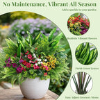 Alupssuc 24 Pcs Artificial Plants Flowers for Outdoors, Realistic Faux UV Resistant Greenery & Silk Flowers,Fake Plastic Shrubs Stems No Fade for Indoor Outside Garden Patio Spring Planter Home Decor