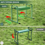 Garden Kneelers Seat, Stable and Save Anti-Tipping Design 10.2" Wider Garden Kneeler and Seat with Handle, Heavy Duty Gardening Stool for Seniors, Gardening Weeding Bench for Gardeners Parents - Green