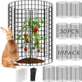 10 Packs Plant Protectors from Animals, 30Pcs 12"x 16" Large Metal Wire Mesh Garden Plant Cages for Outdoor Gardening, Chicken Wire Cloche Plant Cages for Rabbits with Zip Ties & Stakes(Black)
