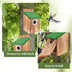 4-Pack Blue Wooden Bird Houses for Outdoors with Predator Guard, Bluebird Houses for Outside – Ideal for Bluebirds & Other Backyard Birds, Green