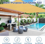 RoomHacks 12'x16' Sun Shade Sail, UV Protection Outdoor Shade, Curved Tear Resistant Heavy Duty Sun Shade for Patio Garden, Backyard, Deck, Car Port, Playground, (Sand)