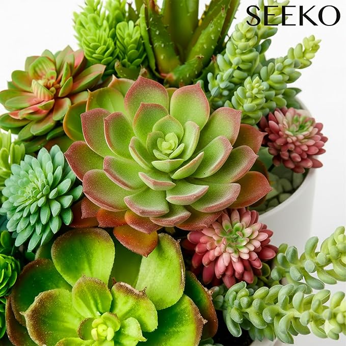Succulents Plants Artificial 28 Pcs Realistic Premium Fake Succulents Faux for Indoor Outdoor UV Resistant DIY Home Office Decor