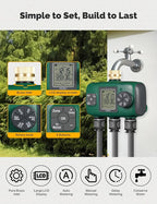 MOES 3 Outlet Sprinkler Timer, Brass Inlet, Programmable Automatic Irrigation Controller, Rain Delay, Manual Watering, 3 Zone Water Hose Timer for Gardens, Lawns