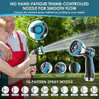 NON-EXPANDABLE Garden Hose 100 ft, Ultra Lightweight Flexible Water Hose with 10-Pattern Nozzle & Shut-Off Valve, Holder, Leakproof & Kink-Resistant Reinforced Fittings for Yard Outdoor