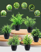 Clearain Fake Plants 6 Packs Artificial Plants Small Faux Plants Black Bathroom Accessories for Bathroom Home Kitchen Coffee Table Office Desk Decor Indoor (Black)