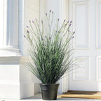 2 pack fake lavender faux plastic plantas synthetic pampas grass indoor outdoor realistic floor plants Lifelike Artificial Tall Grass Plant for home Office Wedding patio decor Housewarming Gift