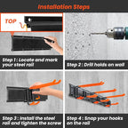 ELECROW Garage Storage Organizer, Wall Mount Rack with 6 Adjustable Hooks, 48 Inches Adjustable Garden Tool Organization, Heavy Duty for Garden and Yard Tool Storage