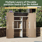 Aoxun Outdoor Storage Shed, 64 Cu.Ft Vertical Storage Sheds Outdoor with Floor, Outdoor Waterproof Storage Cabinet for Garage Storage, Pool Storage (Brown)