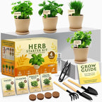 HOME GROWN Herb Garden Planter Indoor Kit – Unique Christmas Gift for Adults, Men, & Women - Grow 4 Heirloom Herb Seeds on Kitchen Window – Beginner DIY Craft & Hobby Gardening Gift for Plant Lovers