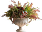 Vintage Urn Planter with Embossed Pattern, Decorative Flower Pot, Classic Round Plant Pot, European Shabby Chic Centerpiece for Mantel, Table, Entryway or Living Room Decor（13.6 * 11.9 * 8.5 in）