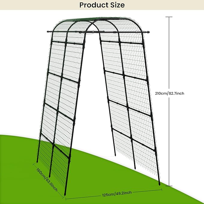 7Ft Adjustable Garden Arch Trellis for Climbing Plants Outdoor, Heavy Duty Rustproof Stainless Steel Cucumber Trellis for Raised Beds, Tall Metal Plant Support for Tomato, Squash, Beans, Flowers