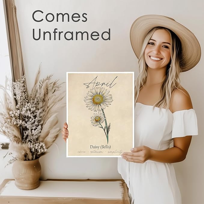 April Birth Flower Art Print - 11x14 (Unframed) | Capturing the Splendor of the April Birth Flower | Decor Accent for Birthdays and Special Occasions | Living Room Décor | Modern Home Décor