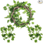 Canlierr 4 Pcs Reptile Vines, Flexible Bendable Jungle Climbing Vine Terrarium, Fake Plants for Reptiles, Artificial Leaves Terrarium Tank Pet Habitat Decor for Bearded Dragons, Lizard, Snake, Gecko