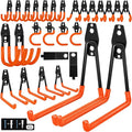 28 Pack Garage Hooks Heavy Duty - Garage Storage and Organization Ladder Hooks with Non Slip PVC Coating for Hanging Bike，Ladder，Garden Tools，Hose
