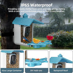 Bird Feeder with Camera for Outdoor, INKCKU 2K Solar Powered Bird Watching Camera, AI Identify Birds Species, Auto Capture Videos, Instant Arrival Alerts, Garden Decor, Gift for Mom Dad, Blue