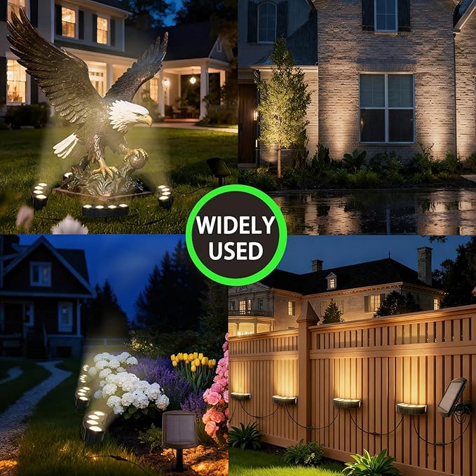 Solar Tree Lights Outdoor, Palm Tree Ring Lights with 3-in-1 Tie/Stake/Hang Installation, Warm White LED Tree Uplighting, 2000mAh Battery IP65 Waterproof Solar Tree Spotlights for Yard, Garden