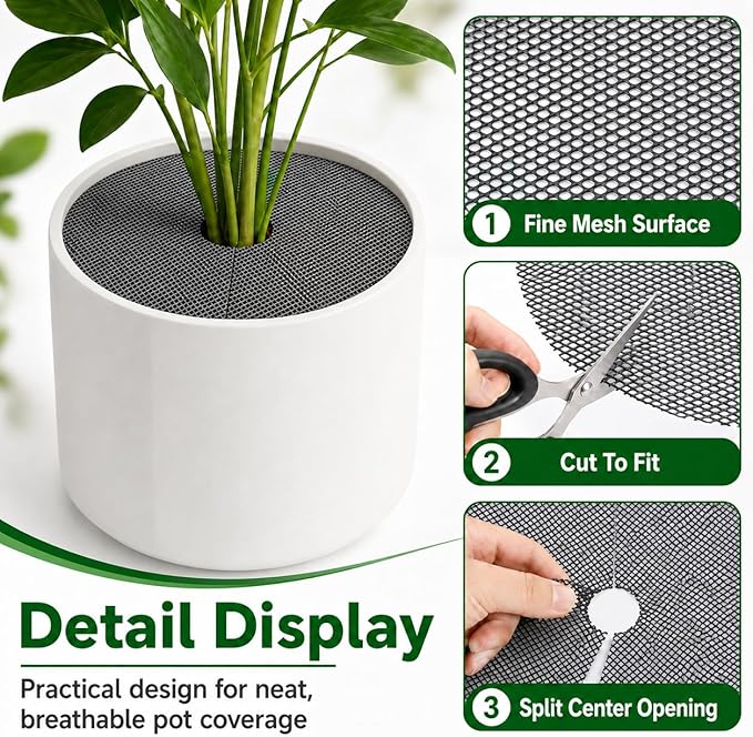10 Pcs Plant Pot Grids,12 Inch Plant Soil Covers, Round Protectors for Indoor Plants, Plant Protector from Cats Indoor, Adjustable for Various Pot Sizes