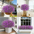 24 Bundles Artificial Flowers for Outdoors Fake Silk Flowers UV Resistant Faux Plants Eucalyptus for Spring Summer Decoration Planters Table Vase Garden Yard Porch Window Home Decor, Purple