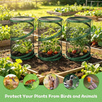 3PCS Pop Up Plant Covers from Animals, 20" H X 14" D Foldable Mesh Plant Tent Cover Protectors, Garden Insect Barrier Mini Greenhouse Plant Guard Cover Net with 12 Stakes & 6 Labels for Outdoor Plants