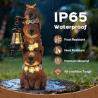 Capybara Solar Garden Statue, Outdoor Capybara Statue with Flower Decoration & Lantern Light, Funny Triple Capybara Decor for Women, Capybara Figurine for Yard Garden Patio Lawn Ornaments