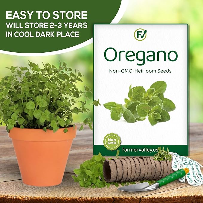 Oregano Seeds for Planting Home Garden Herbs - Individual Pack of 300+ Heirloom Seeds, Suitable for Outdoors, Indoors, and Hydroponics - Non-GMO, Non-Hybrid, Untreated, and USA Grown Variety