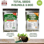 Assorted Collection of Spice Herb and Green Lettuce Seeds - Non GMO USA Grown - 34 Heirloom Varieties for Hydroponic Indoor and Outdoor Planting - Salad and Tea Seeds for Home Growing