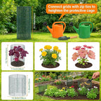 3 Pcs Plant Protector from Animals 12x16 Inch Metal Wire Mesh Garden Plant Cages for Gardening Supplies – Garden Plant Protectors with 30 Cable Ties, 9 Stakes & Gloves
