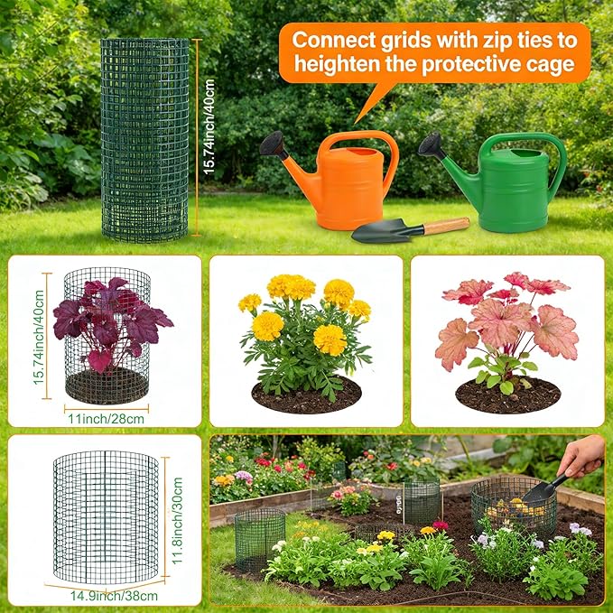 9 Pack Plant Protectors from Animals, 11.8 x 15.7 Inch Metal Plant Cages, Garden Cage to Keep Animals Out, Wire Plant Protectors for Rabbit Chicken Squirrel