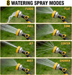 Bokon 2 Pack Garden Hose Watering Wand 18.5'' with 180° Rotating Head, 8 Adjustable Spray Patterns, Ergonomic Non-Slip Handle & Quick Connect - Watering Hanging Plants, Lawn, Garden & Car Washing