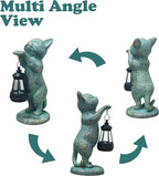 Outdoor Garden Cat Statues Decor - Birthday Gifts for Women Resin Cat Figurines with Solar Lantern for Yard Art Lawn Ornaments Porch Patio Balcony - Gifts for Grandma Mom Wife