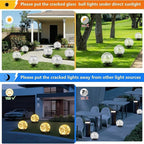 SyouHome Solar Garden Lights Outdoor Waterproof, 6 Pack LEDs Cracked Glass Ball Light, Ground Landscape Garden Decor, Solar Globe Decorative for Pathway/Patio/Lawn/Yard