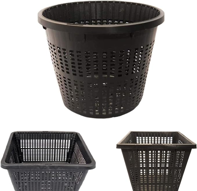 Small Water Garden Pond Aquatic Plastic Mesh Planting Basket Kit, Variety of 8 Pond Plant or Flower Planter Pots for Aquaponics, Hydroponics Slotted Mesh | Value 8 Pack