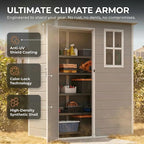 Gizoon 5x3 FT Resin Outdoor Storage Shed, Weather-Resistant Plastic Garden Tool Shed with Floor and Lockable Door for Backyard, Patio, Lawn, Grey