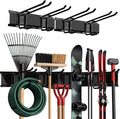 TIDYME Garage Wall Organizer | 32" Heavy-Duty Tool Storage Rack | Adjustable Double-Layer Hooks | 200 lbs Capacity | Carbon Steel Wall Mount Holder for Shovels, Rakes, Ladders & Power Tools