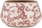 9.8 Inch Large Vintage Ceramic Planter Ice Crack Glaze Pink Rose Floral Flower Pot with Drainage Hole Rustic Decorative Plant Pots Gifts for Home Kitchen Office Indoor Outdoor Plants