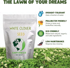 Earthwise White Dutch Clover Alternative Lawn Seed – Clover Seed, Low Maintenance, Nitrogen Fixing, Organic, Drought Tolerant, Pollinator Friendly, Pet Safe– Covers Up to 10,000 sq ft, 5 lb