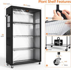 Bstrip Indoor Greenhouse with Grow Light, Plant Shelf with Oxford Fabric Grow Tent, Indoor Greenhouse Cabinet for Indoor Plant, Seed Starting, Seed Tray, 35.4"x13.8"x59"