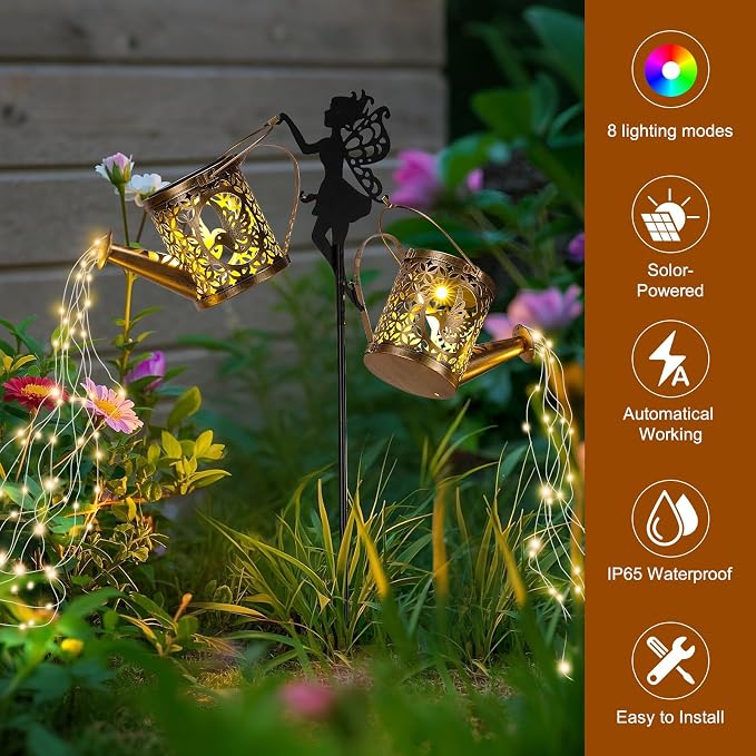 LOVERUIS Solar Watering Can Lights - Solar Outdoor Decorative,Garden Decor Lights for Yard, IP65 Waterproof Solar Lights, Perfect Decor for Outside, Patio, Garden Gift for Women, Mom, Grandma