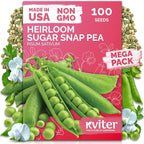 KVITER 100 Sugar Snap Peas Seeds (Pisum sativum) – Sweet Pea Heirloom Seed, Crisp Flavor, Plumper Pods & Early Harvest — Vegetable Seeds for Planting in Outdoor Garden, Containers & Beds