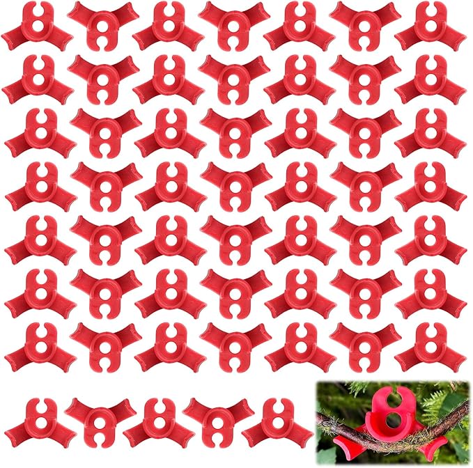 50 Pcs Climbing Plant Training Clips, Adjustable Low-Stress Training Plant Clips, Reusable 90-Degree Bendies Folder to Bend for Tomatoes Cucumbers Beans Plants in Indoor Outdoor Gardens (Red)