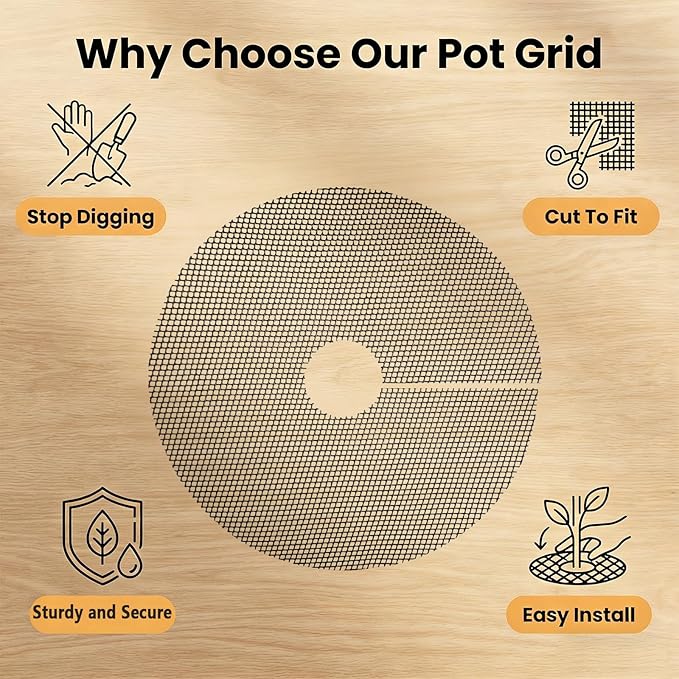 Plant Pot Grids, 11.8 Inch Cuttable Plant Pot Cover, Indoor & Outdoor Plant Pots Soil Protector to Prevent Cats from Digging in Potted Plants (11.8In-4Pcs)