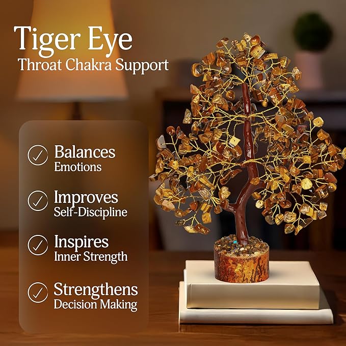 YATSKIA Tiger Eye Crystal - Tree of Life, Healing Crystals, Crystals and Gemstones, Crystal Tree for Positive Energy, Home Decor