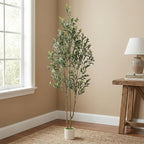 Alupssuc 6ft Olive Trees Artificial Indoor & Outdoor, Faux Olive Tree with Lively Artificial Trunk and Lifelike Fruits, Fake Potted Tree for Modern Home Office Living Room Decor