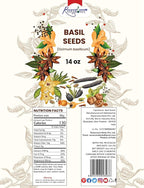 Basil Seeds (Tukmaria) | Edible HolyBasil Seeds USDA Organic | More Fiber Than chia | Plant Based, Keto, Paleo, Vegan, prebiotic (14 oz)