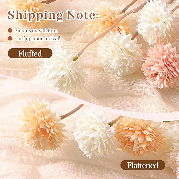 Alupssuc 16PCS Faux Silk Pompon Mums Artificial Flowers with Eucalyptus, Fake Chrysanthemum Floral for DIY Vase Arrangement, Long Stem Dining Table Centerpiece Home Decor, Mix 4 Colors