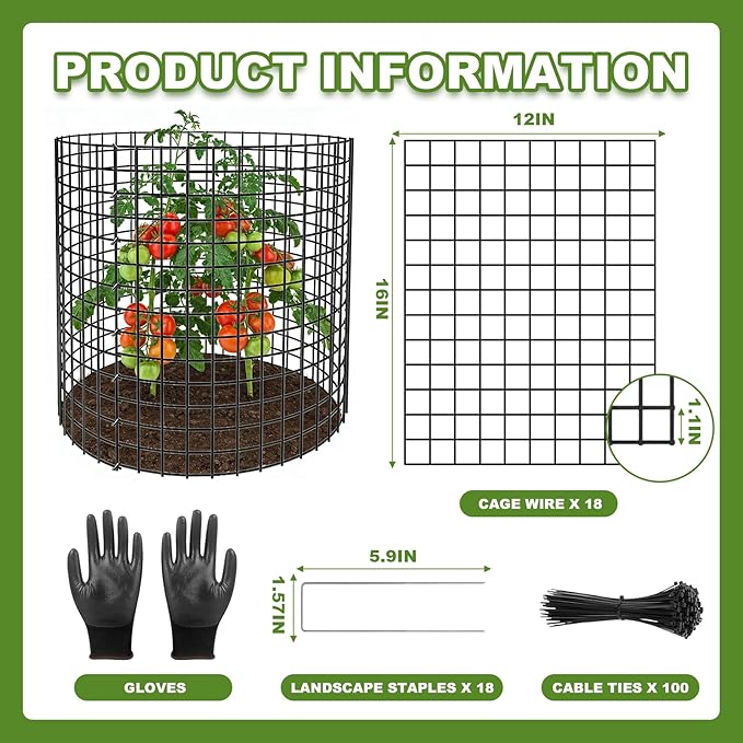 Plant Protector from Animals, 6 Set Plant Cages for Outdoor Plants 12'' x 16'' Metal Wire Protectors for Plants, Protection Cages with Stakes & Zip Ties, to Keep Rabbits Chicken Duck Out for Garden