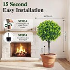 PATIO CHOICE Topiary Trees Artificial Outdoor Boxwood Ball Trees with Ground Spike Set of 2 22" Fake Outdoor Plants Faux Bushes and Shrubs Decorations for Outdoor Indoor Front Porch Garden