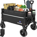ROSONG Collapsible Wagon Cart with Wheels Foldable - Folding Utility Heavy Duty Wagons Carts for Grocery Sports Garden Shopping Camping Wheelbarrows (Black, 120L)
