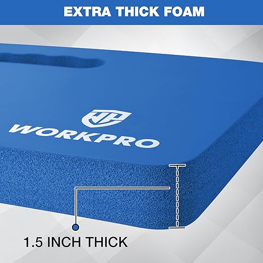 WORKPRO Extra Thick Kneeling Pad, 2-Pack, Soft NBR Foam Cushioning for Knee, Large Foam Kneeler Mat for Gardening, Bathing Baby, Exercise, Workout Supplies, 17.5 x 11 x 1.5 in, Blue